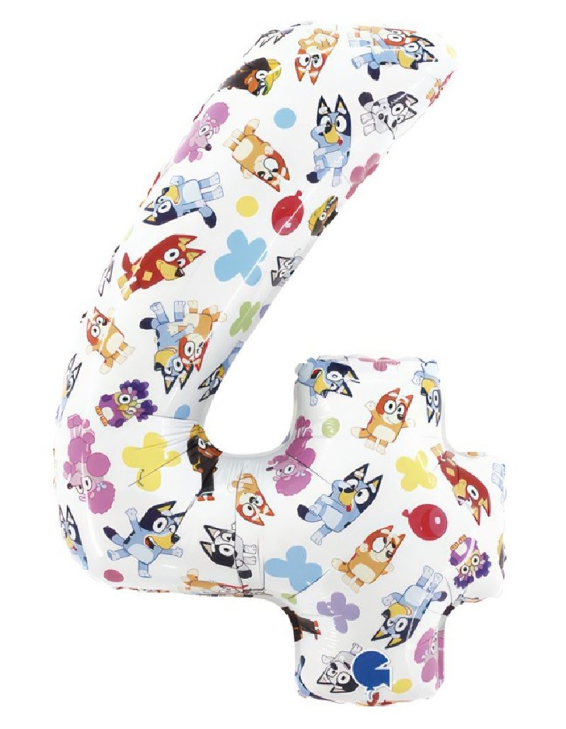 Balon folie Cifra 4, Bluey, 65 x 90 cm