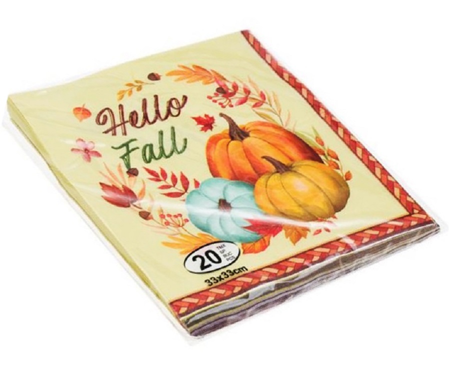 Set 20 servetele cu Dovleci, Hello Fall, 33 x 33 cm - imagine 2