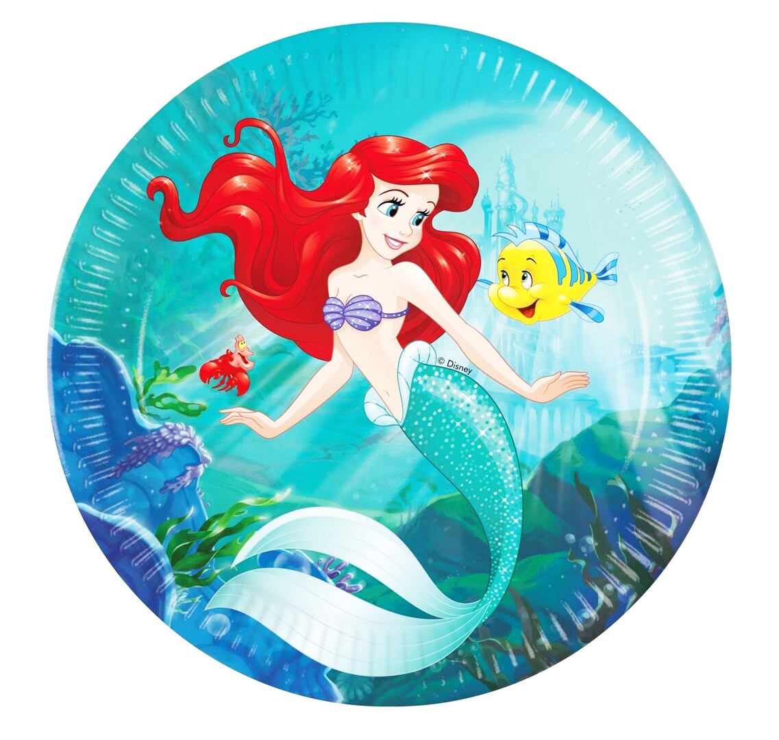 Set 8 farfurii, Mica Sirena Ariel, 23 cm