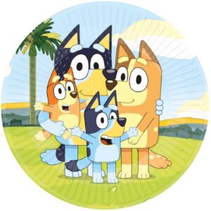 Set 8 farfurii Bluey si Familia, 23 cm