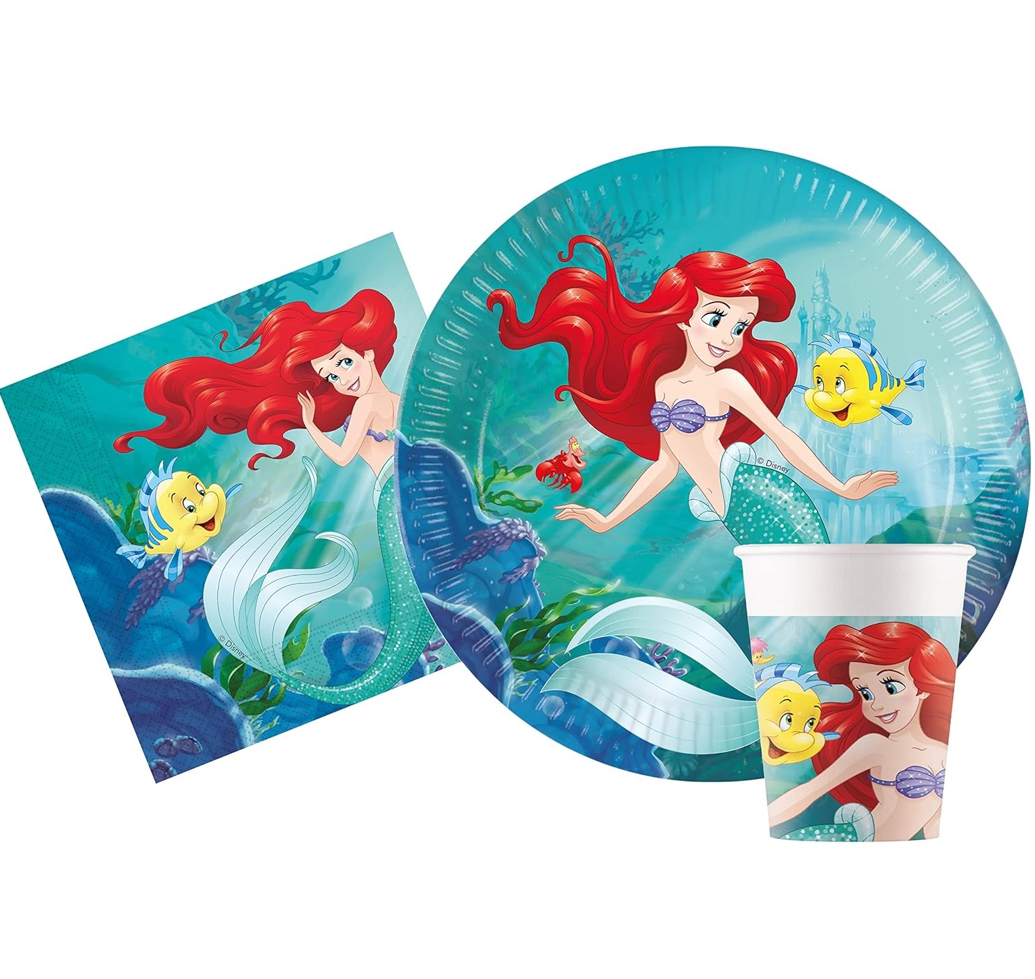Set petrecere, Mica Sirena-Ariel, 8 persoane