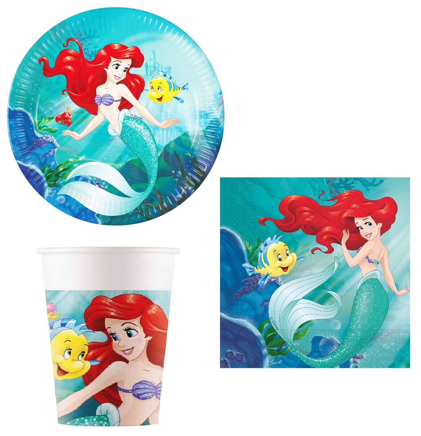 Set petrecere, Mica Sirena-Ariel, 8 persoane - imagine 2