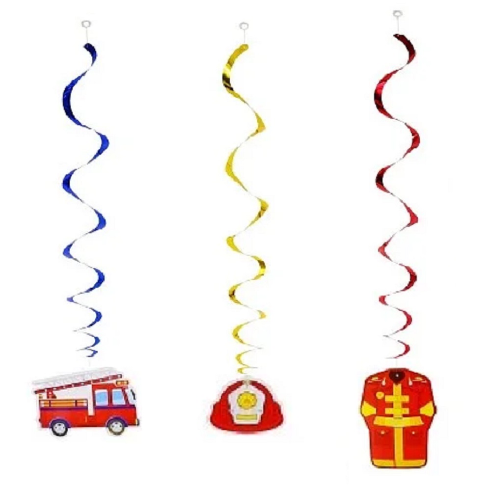 Set 12 decoratiuni Party Pompieri, 55 cm