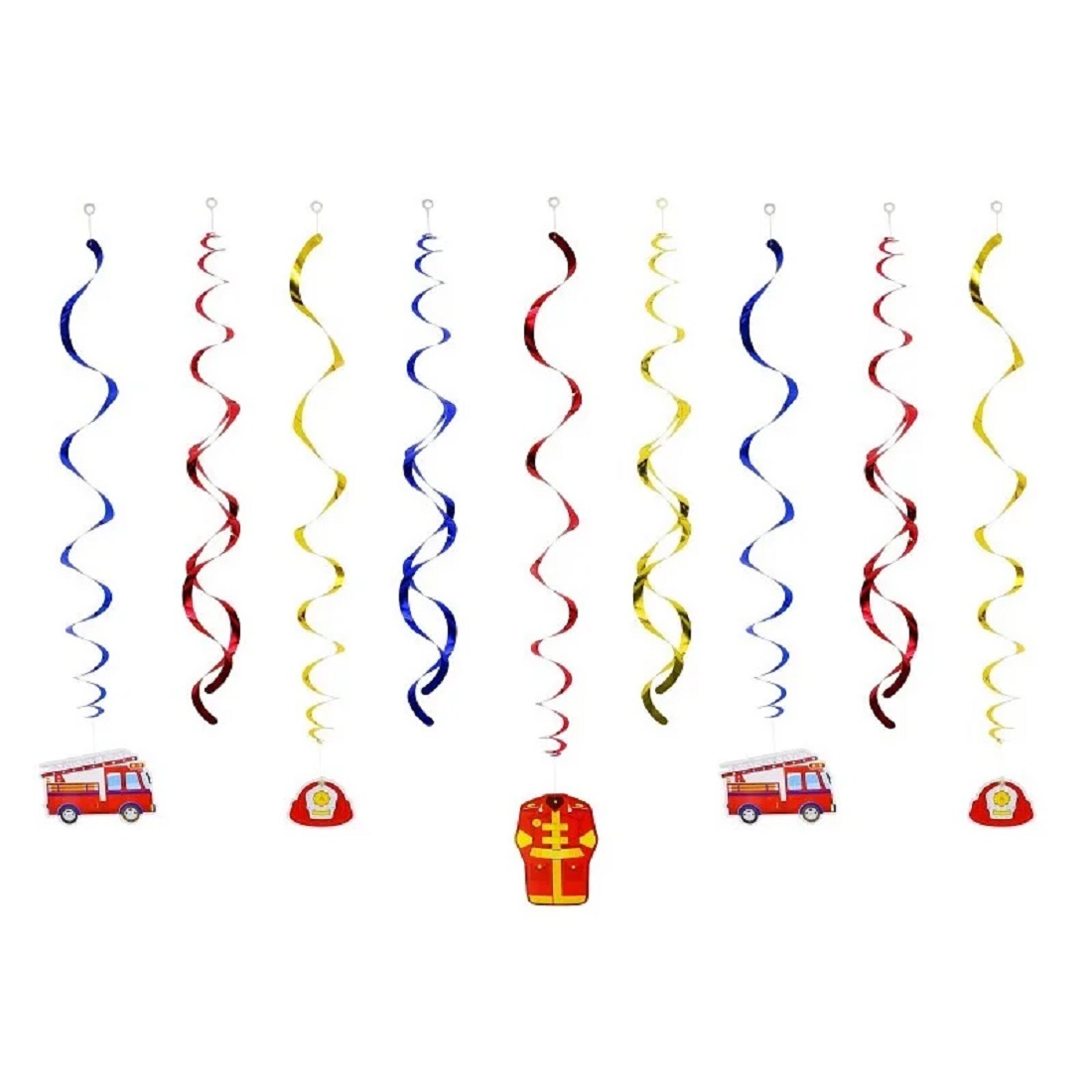 Set 12 decoratiuni Party Pompieri, 55 cm - imagine 2