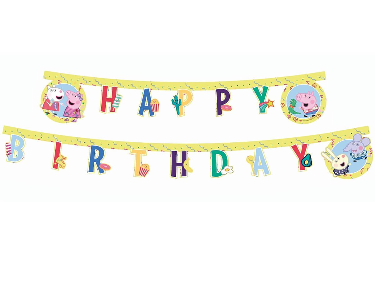Ghirlanda Peppa Pig Happy Birthday, 230 x 16 cm - imagine 2