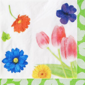 Set 16 servetele Flori multicolore - Flower Party, 33 cm