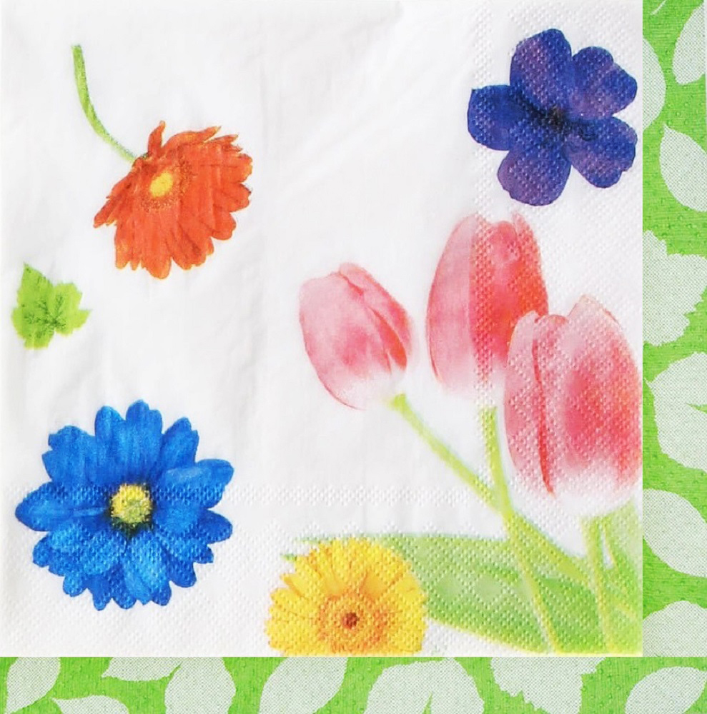 Set 16 servetele Flori multicolore - Flower Party, 33 cm