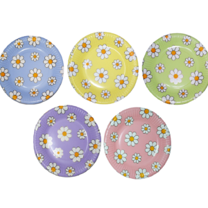 Set 10 farfurii multicolore, cu Margarete, 18 cm