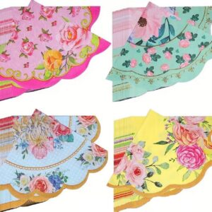 Set 12 servetele multicolore, cu flori, 25 cm