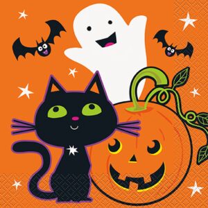 Set 16 servetele portocalii, Halloween Friends, 33 cm