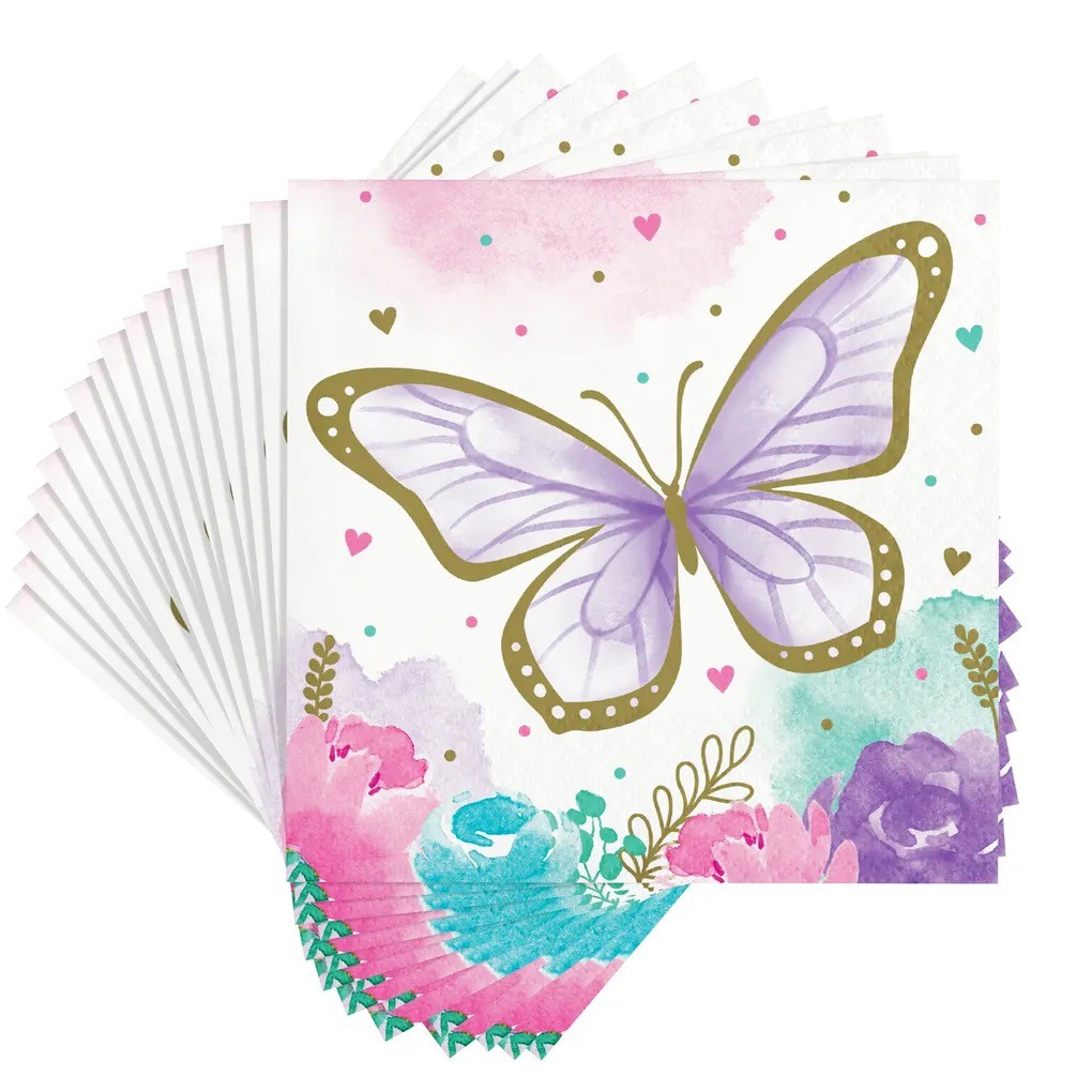 Set 16 servetele, Fluturi Shimmer Butterfly, 25x25 cm - imagine 2