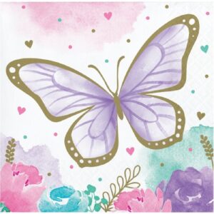 Set 16 servetele, Fluturi Shimmer Butterfly, 25x25 cm