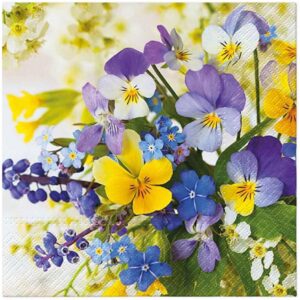 Set 20 servetele, Buchet flori primavara, 33 cm