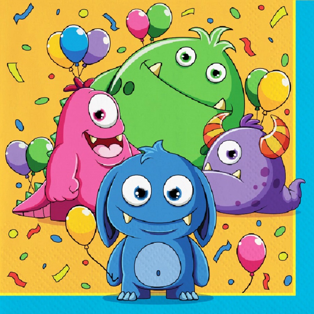 Set 20 servetele Funny Monsters, 33 x 33 cm