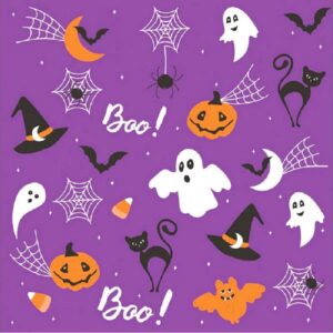 Set 20 Servetele mov,cu motive Halloween, 33 x 33 cm