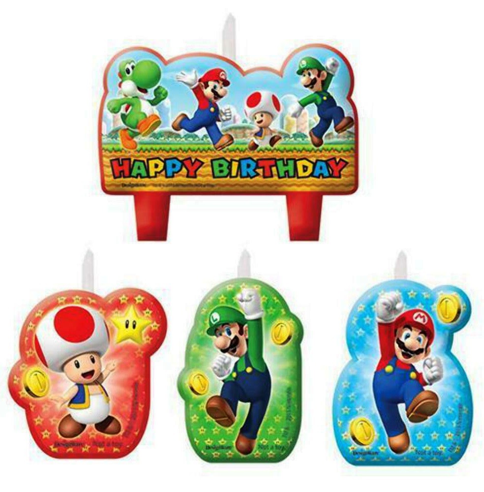 Set 4 mini-lumanari tort, Super Mario - imagine 2