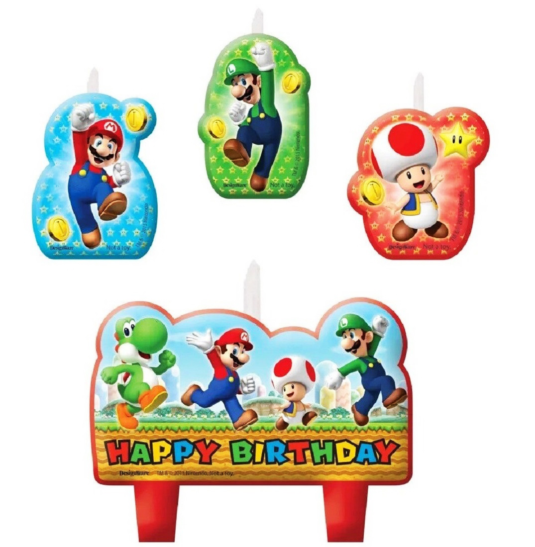 Set 4 mini-lumanari tort, Super Mario