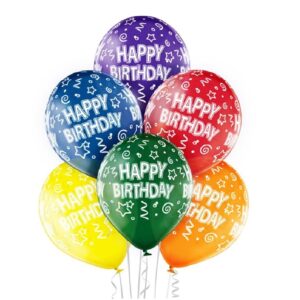 Set 6 baloane transparente, Happy Birthday!, 30 cm