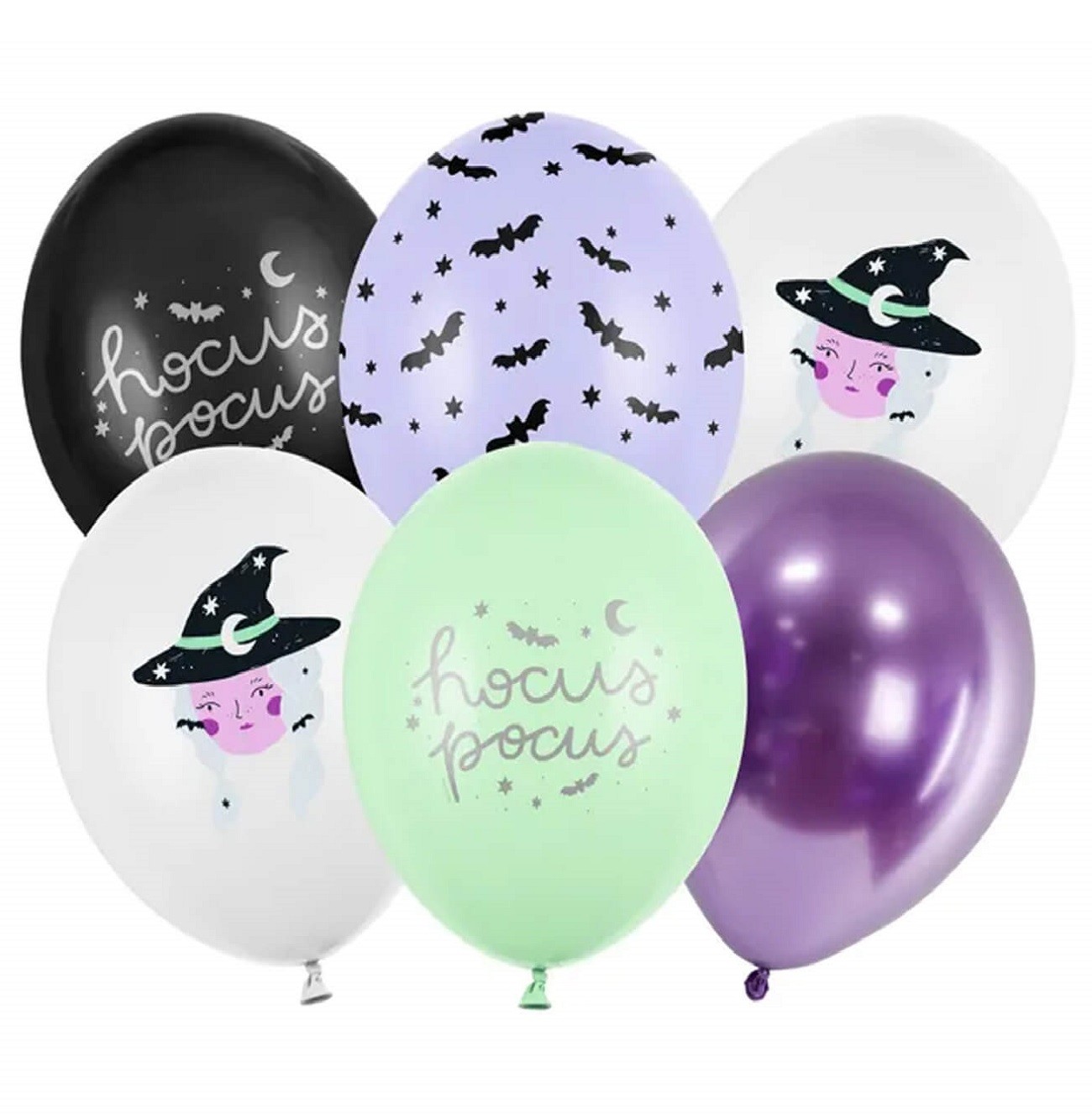 Set 6 baloane asortate, Hocus Pocus, 30 cm