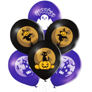 Set 6 baloane latex, Spooky Halloween, 30 cm