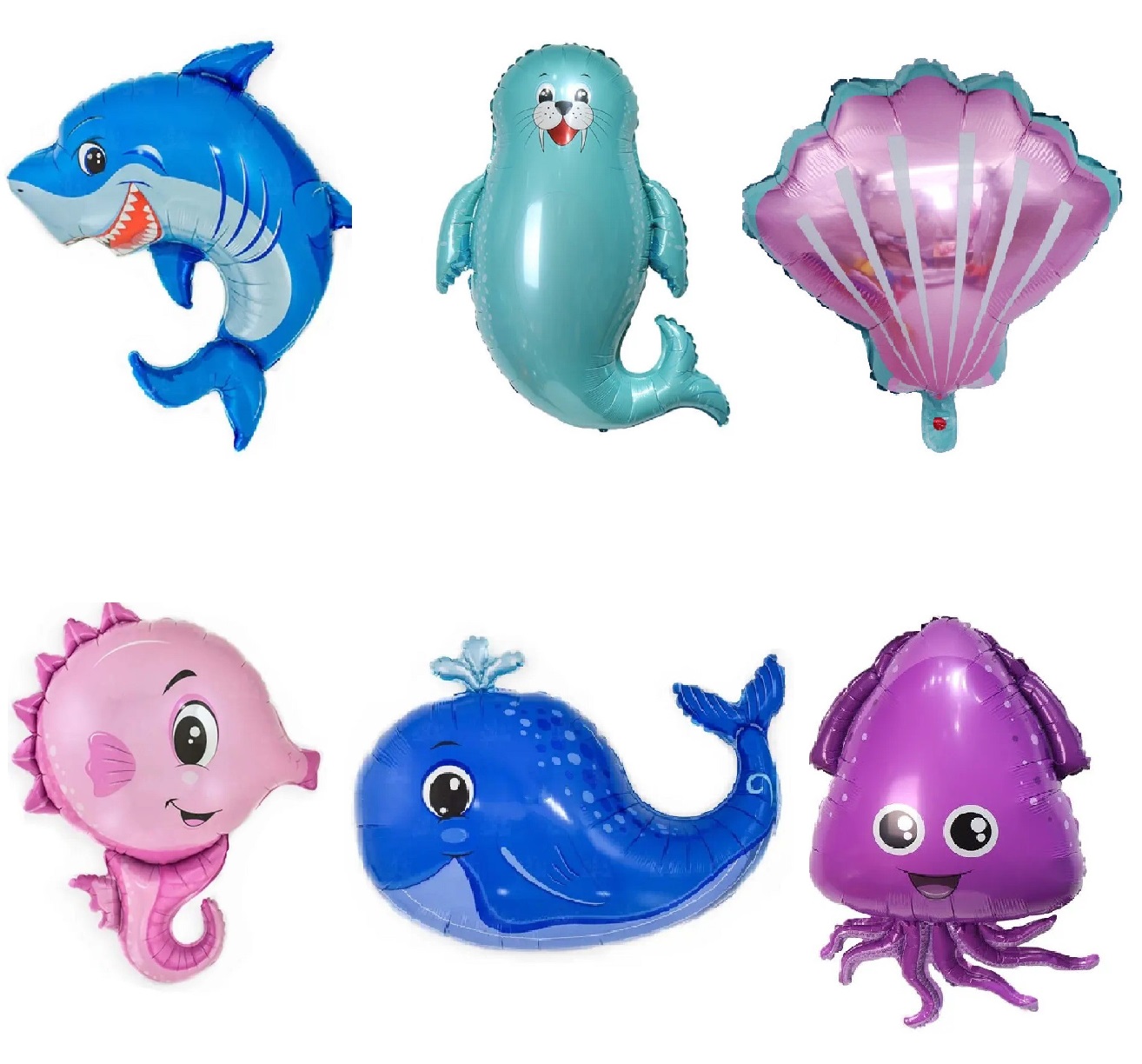 Set 6 baloane cu Animale marine, 35-44 cm