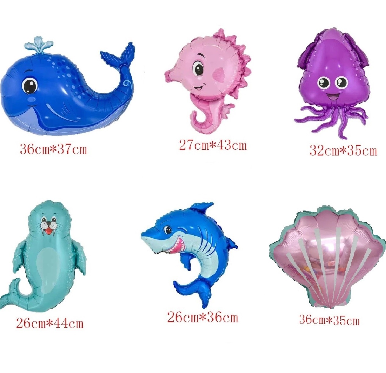 Set 6 baloane cu Animale marine, 35-44 cm - imagine 8