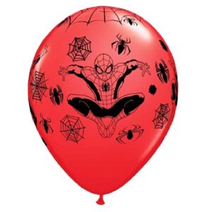 Set 6 baloane rosii, Spiderman, 30 cm
