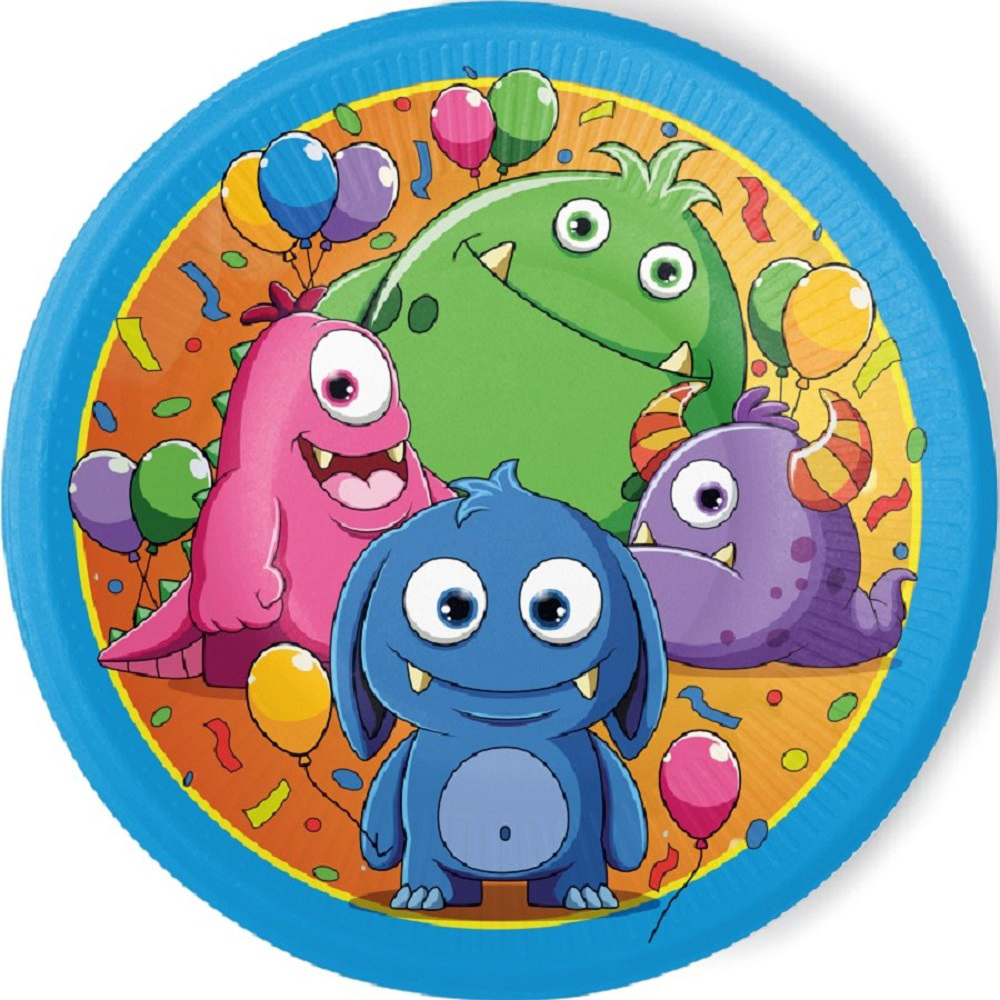 Set 8 farfurii petrecere Funny Monsters, 23 cm