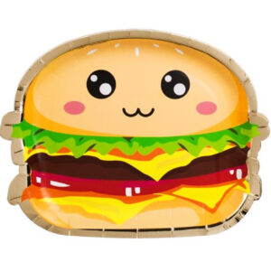 Set 6 farfurii Burger, cu folie aurie, 22x18 cm