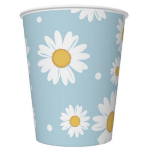 Set 6 pahare bleu, cu Margarete, 250 ml
