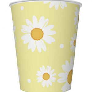 Set 6 pahare galbene, cu Margarete, 250 ml