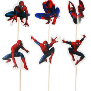 Set 6 scobitori decorative, Spiderman, 9 cm
