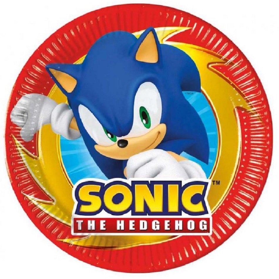 Set 8 farfurii party Sonic, 20 cm