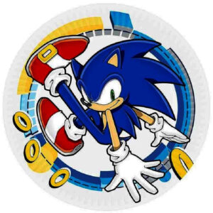Set 8 farfurii Sonic, alb-albastre, 23 cm