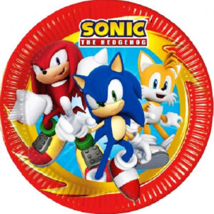 Set 8 farfurii Sonic si prietenii, 23 cm