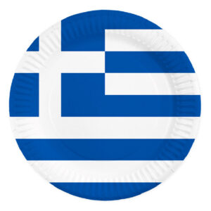 Set 8 farfurii, Steag Grecia, 23 cm
