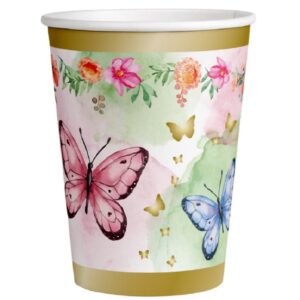 Set 8 pahare cu Fluturi, Butterfly Shimmer, 250 ml