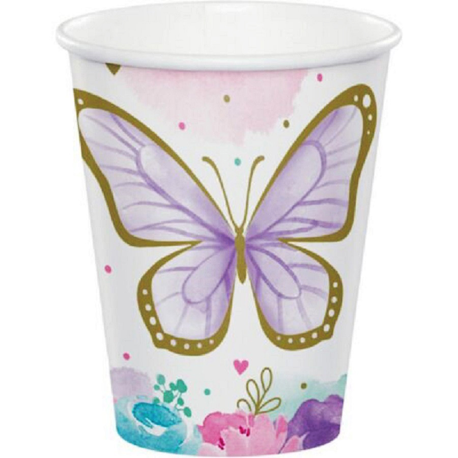 Set 8 pahare cu Fluturi, Pretty Butterfly, 266 ml