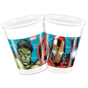Set 8 pahare Avengers, 200 ml, plastic