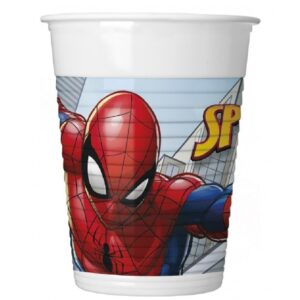 Set 8 pahare plastic, Spiderman, 200 ml