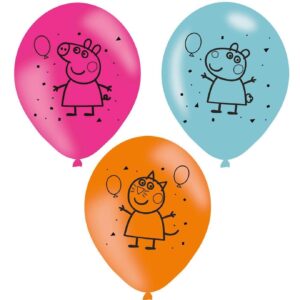 Set 6 baloane Peppa pig, latex, 28 cm