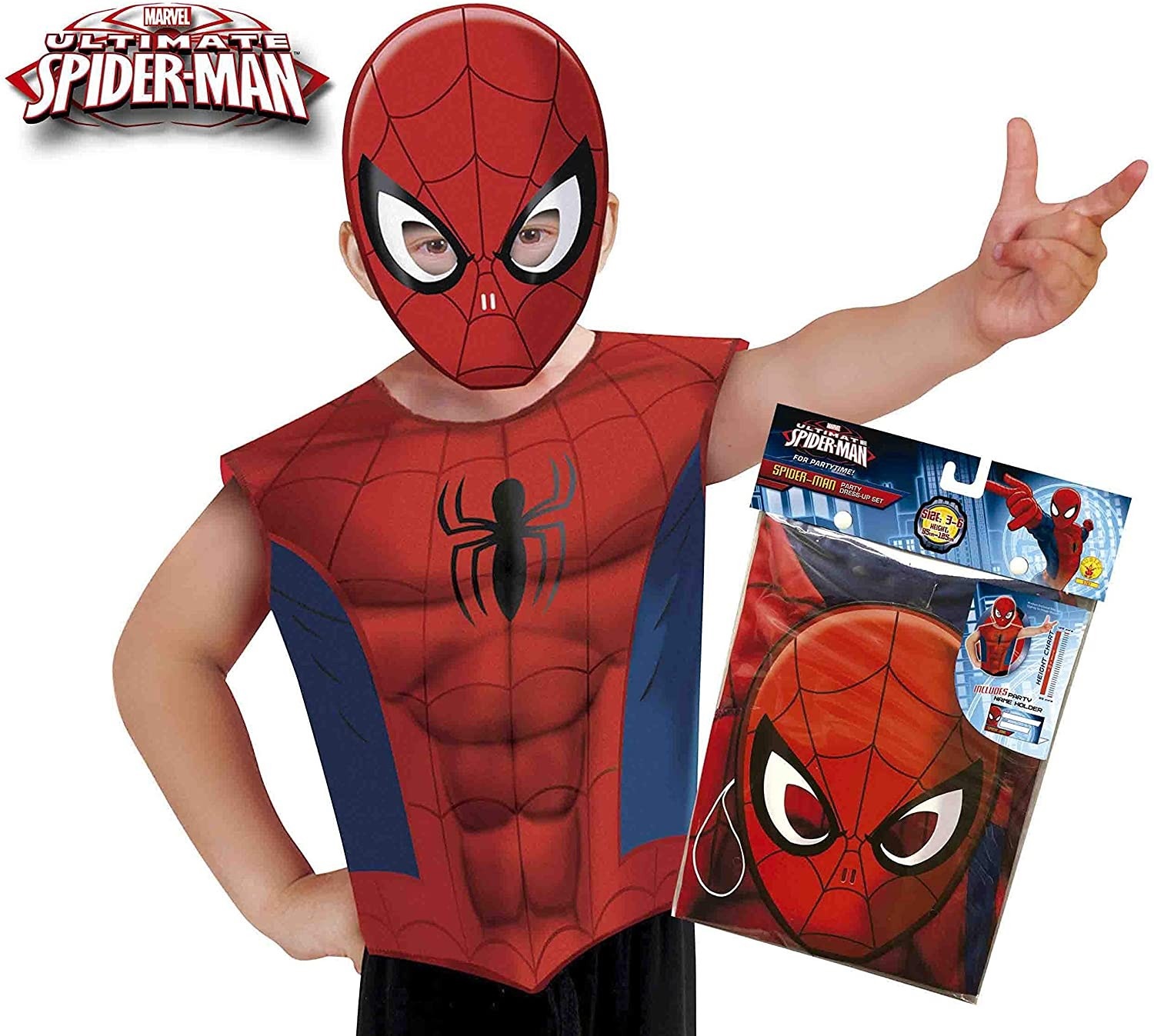 Set Spiderman, tricou si masca, copii 3-7 ani - imagine 2