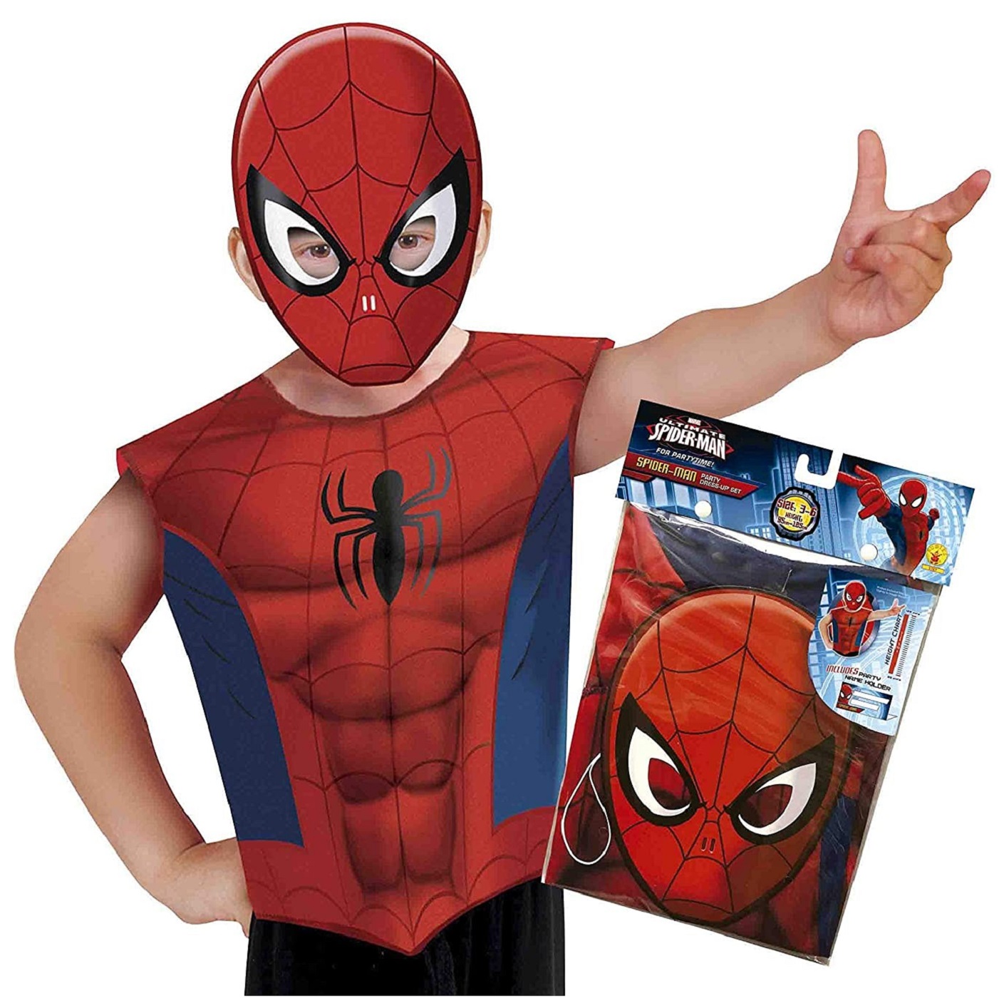 Set Spiderman, tricou si masca, copii 3-7 ani