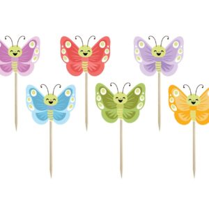Set 6 Scobitori cu Fluturi colorati, 7,5 cm