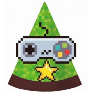 Set 6 coifuri pixels Game On!, 15 cm