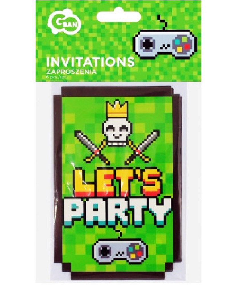 Set 6 Invitatii Let's Party Game On - imagine 2