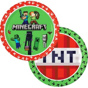 Set 8 farfurii Minecraft, asortate, 23 cm