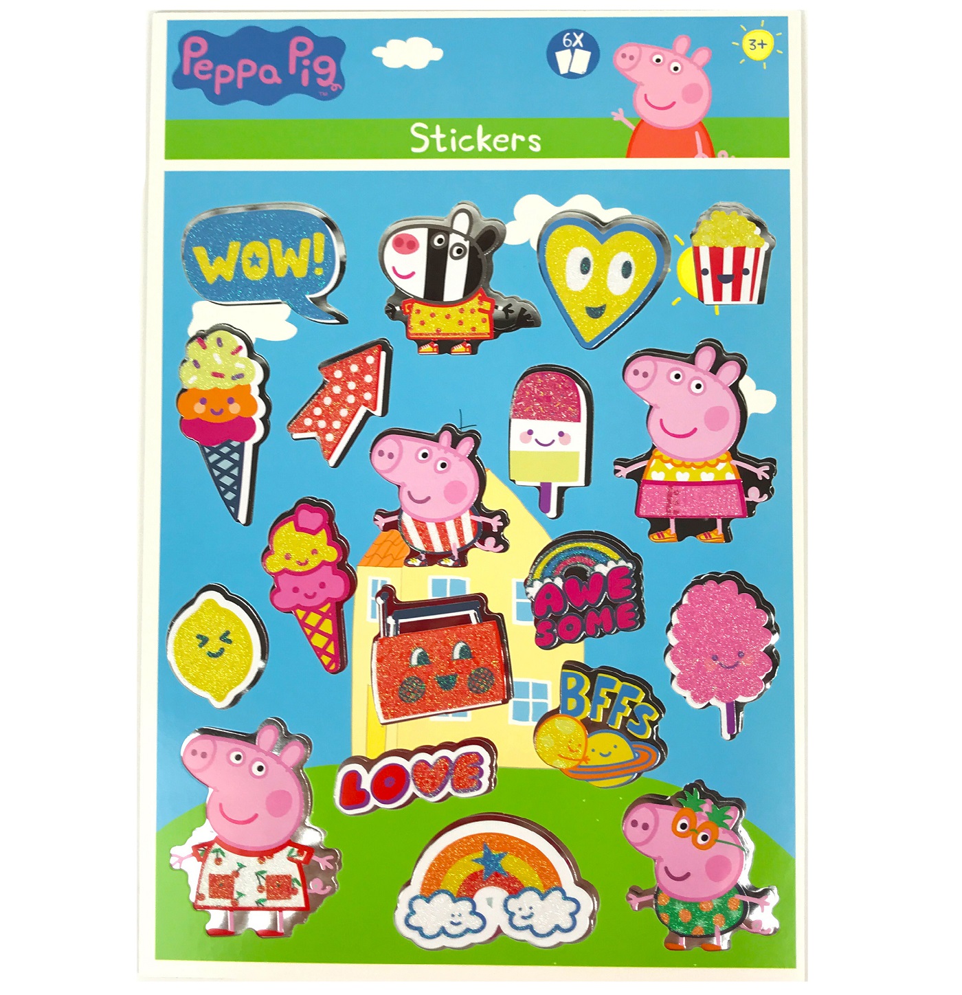 Autocolante cu sclipici argintiu, Peppa Pig, 241 buc