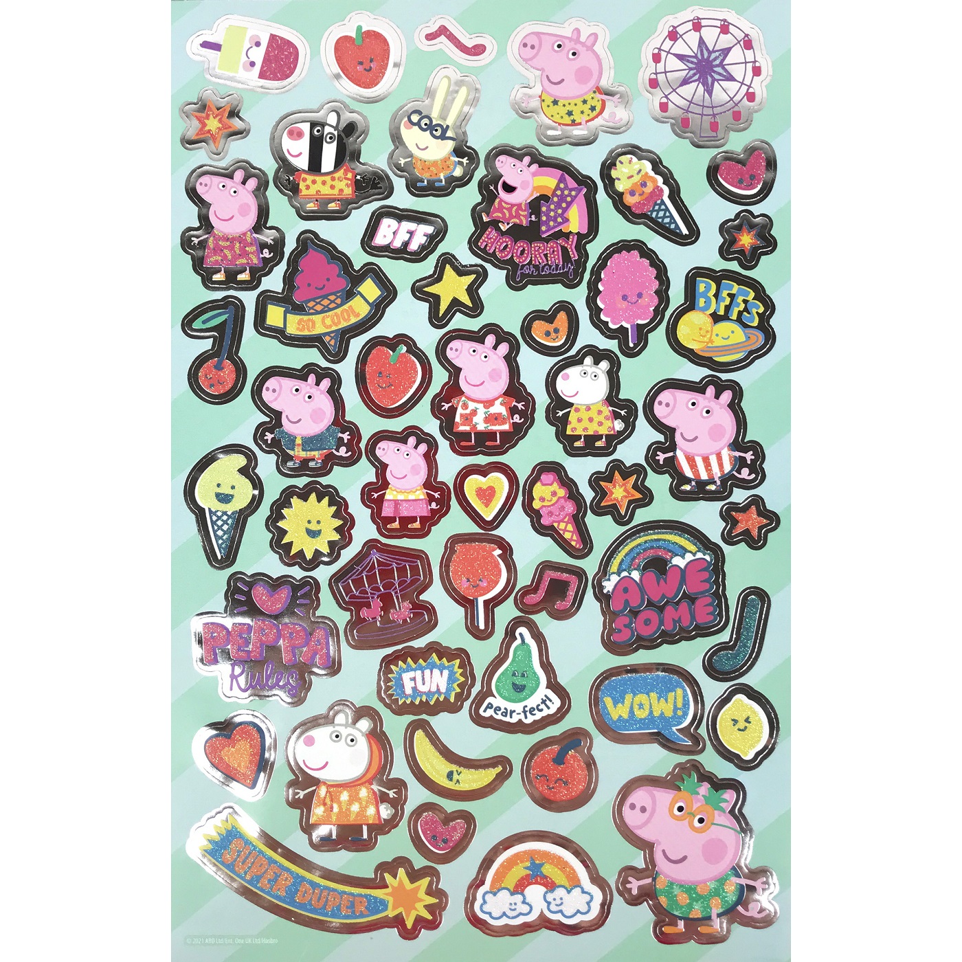 Autocolante cu sclipici argintiu, Peppa Pig, 241 buc - imagine 3